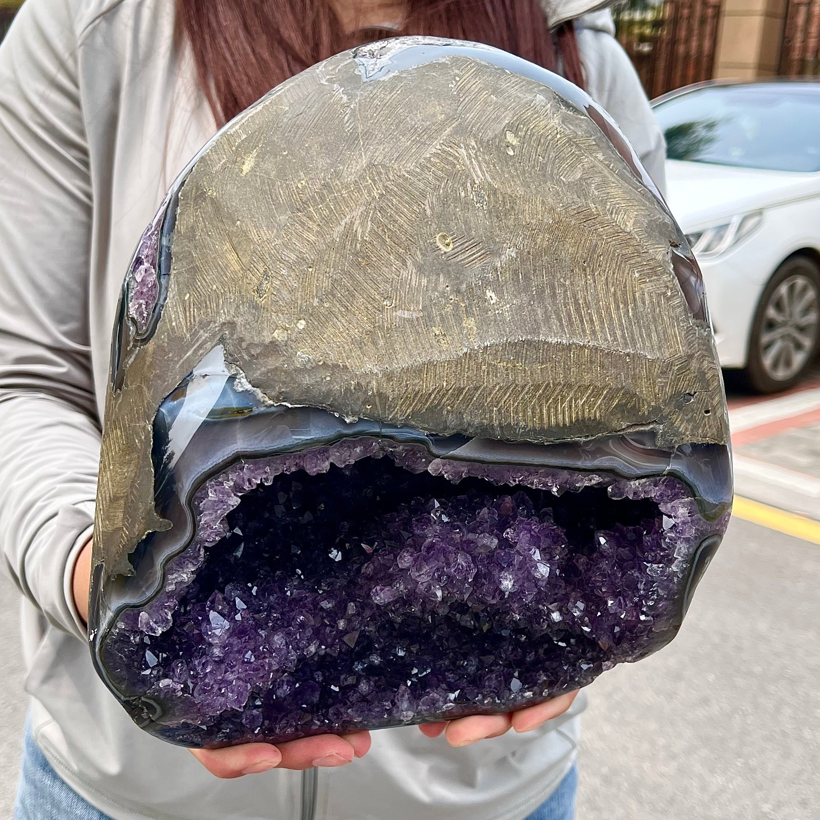 15.23LB High quality amethyst agate coin bags attract wealth crystal specimens