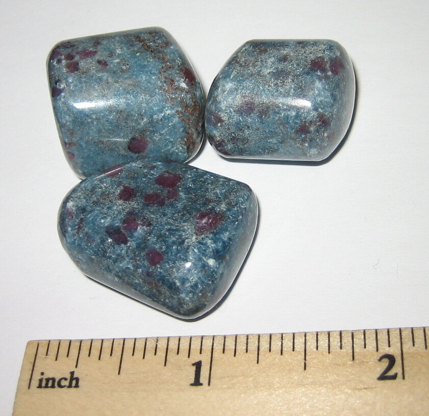 3 TUMBLED POLISHED NATURAL .8″-1.1″ RUBY KYANITE CRYSTAL STONES INDIA ~ 62.7g *2