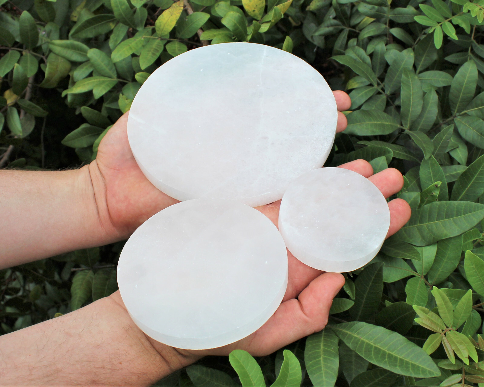 Polished Selenite Circle Charging Station 3″ 4″ or 6″ – Flat Round Crystal Plate