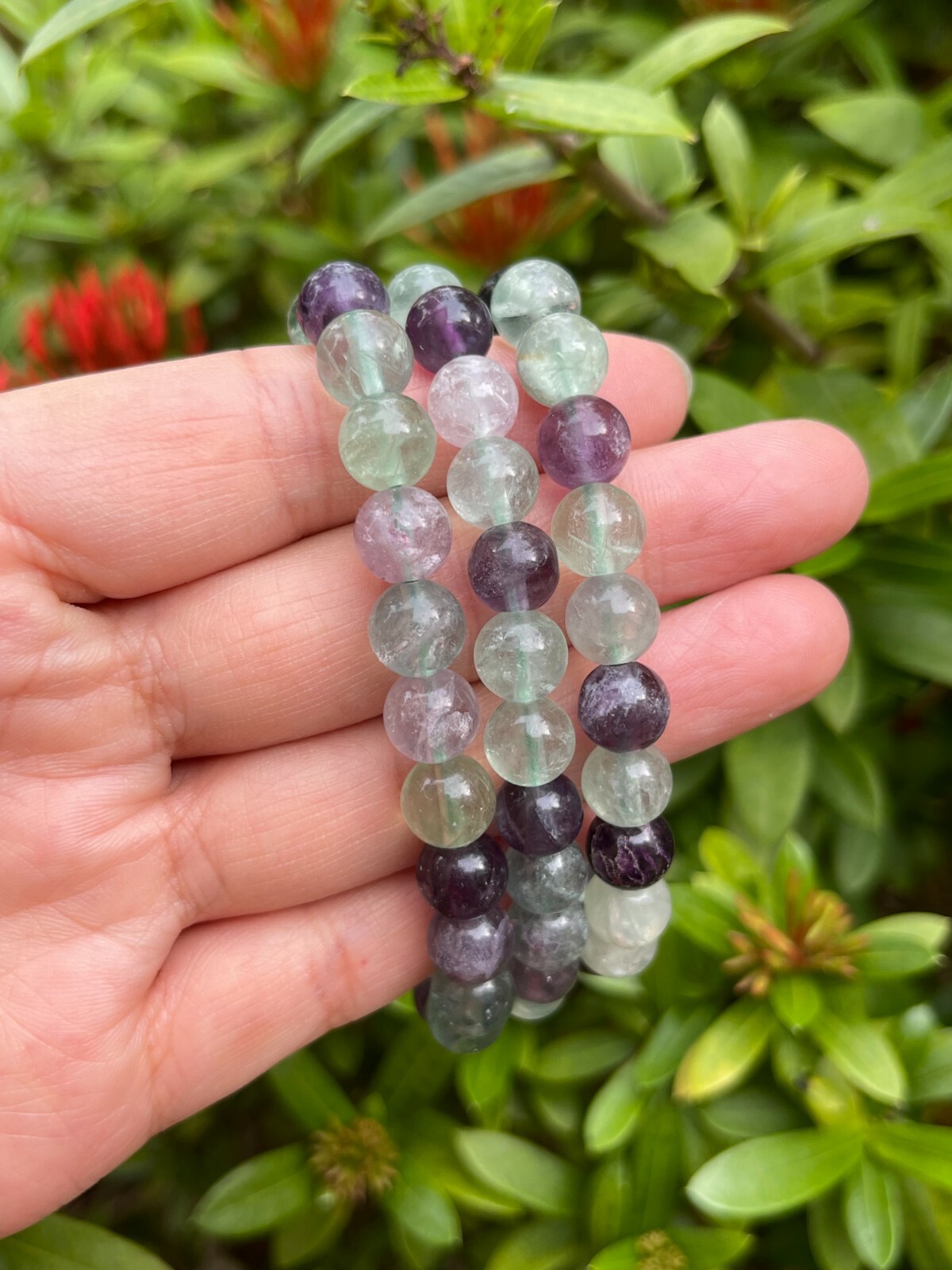 Grade A++ Fluorite Crystal Bead Bracelet 8mm, Genuine Fluorite Gemstone Bracelet