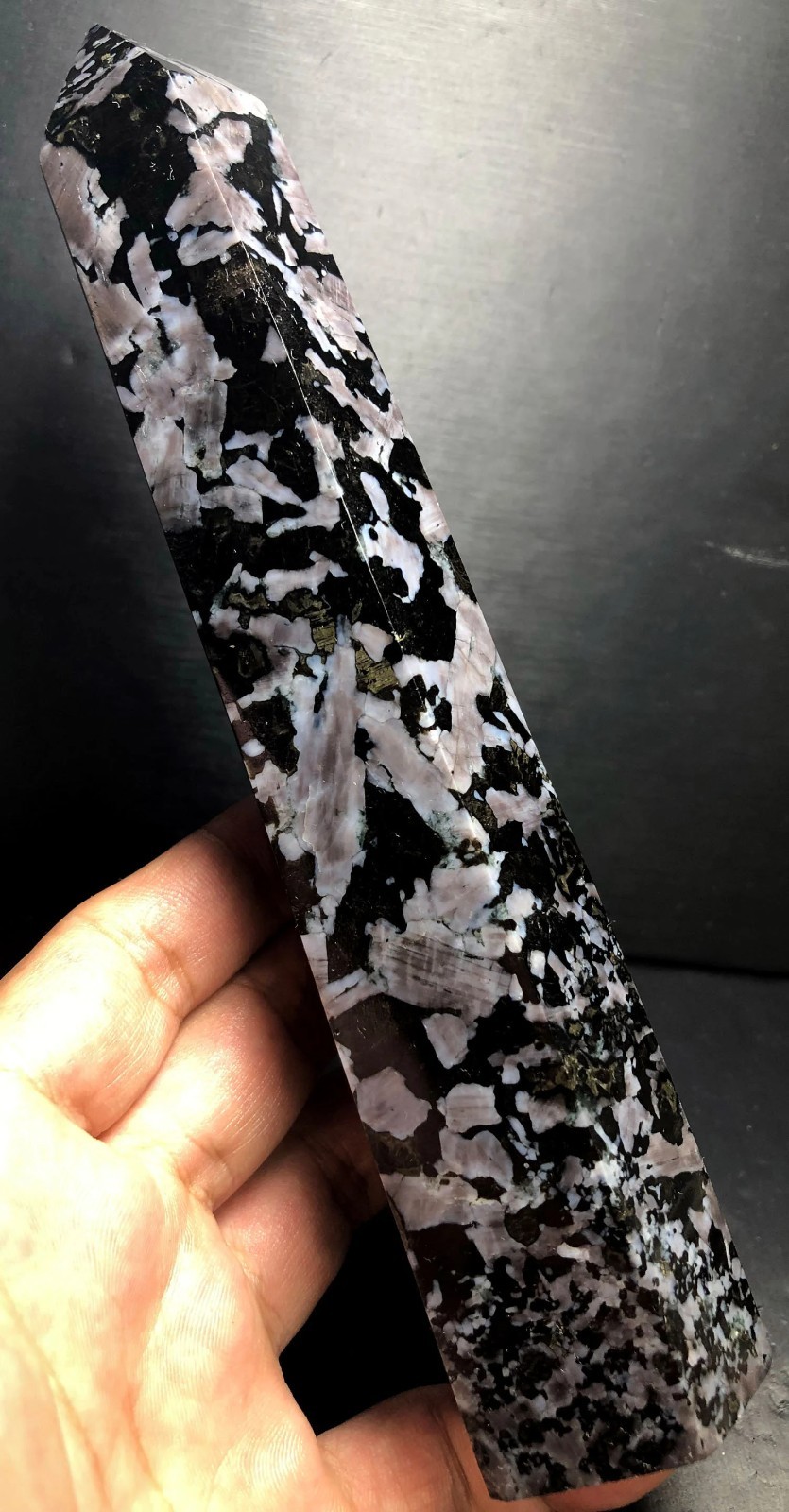 547g 190mm Indigo Gabbro Terminated Generator Mystic Merlinite Crystal Point