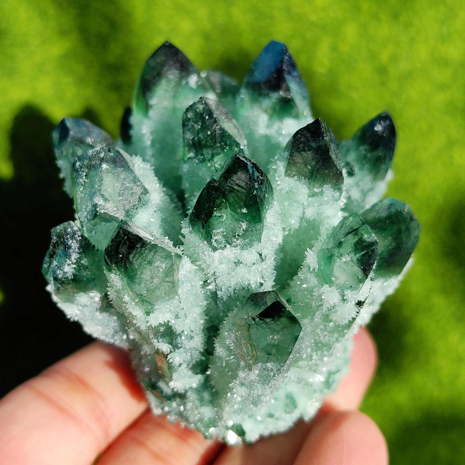 300g+ Raw Green Ghost Crystal Cluster Rough Geode Reiki Quartz Home Decor Gift