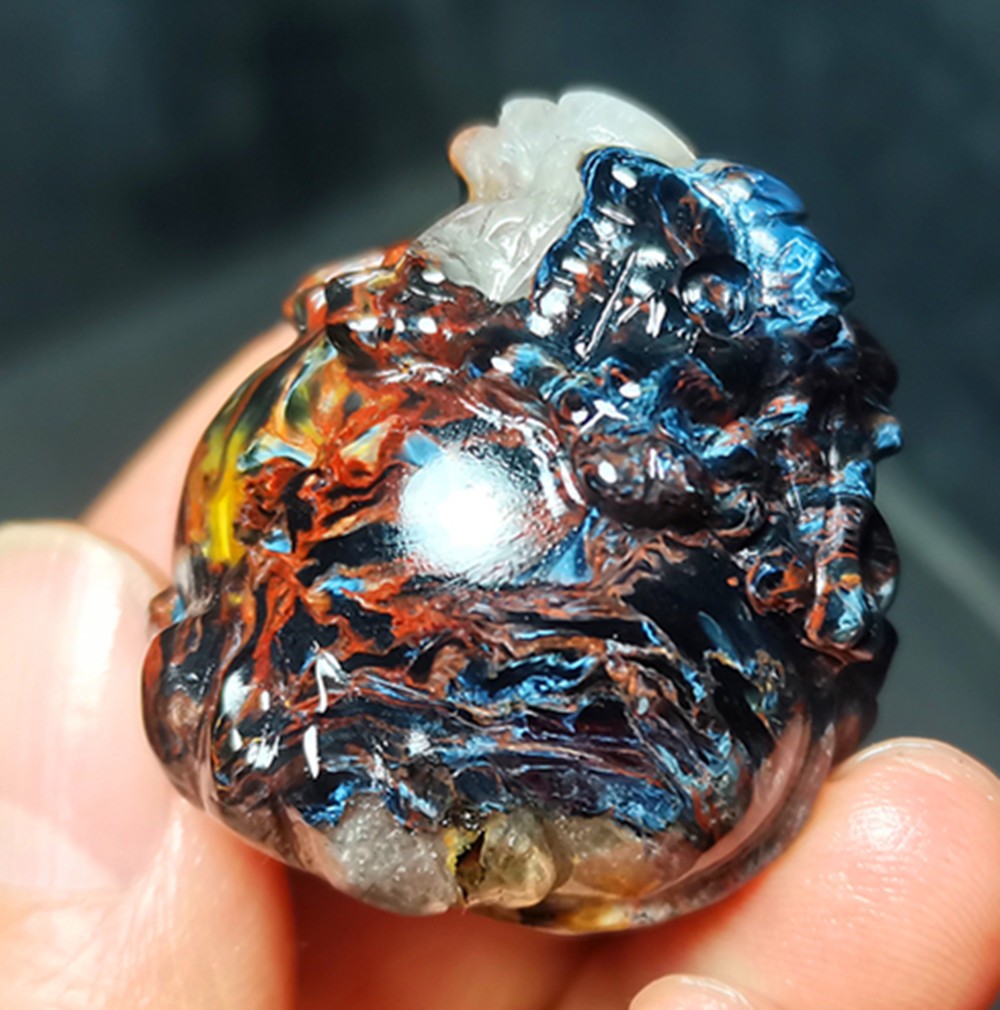 34.3g Natural Namibia ” Pietersite” Gemstone Hand-carved Dragon Tortoise WYY3865