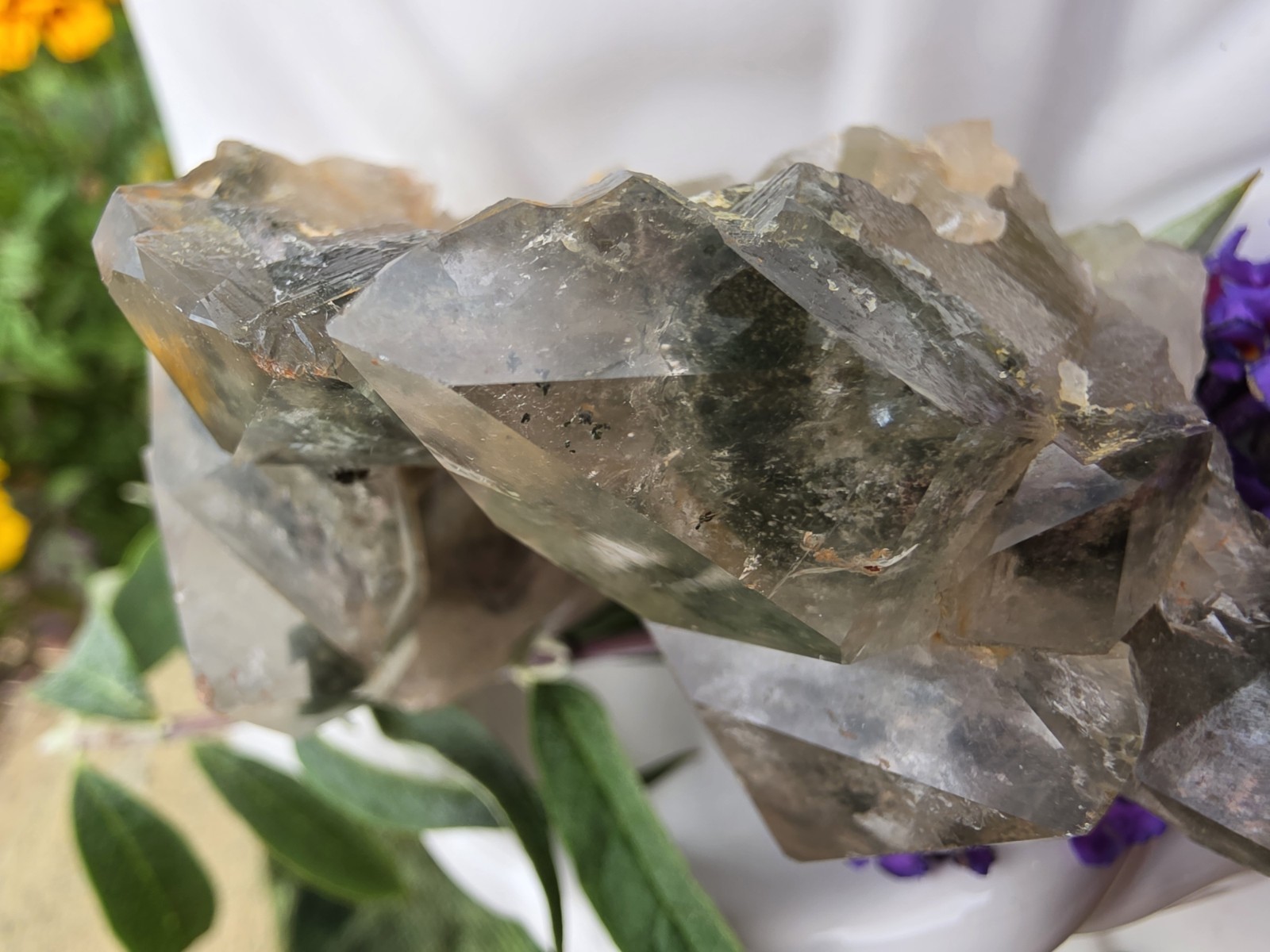Green Chlorite Quartz Point Cluster