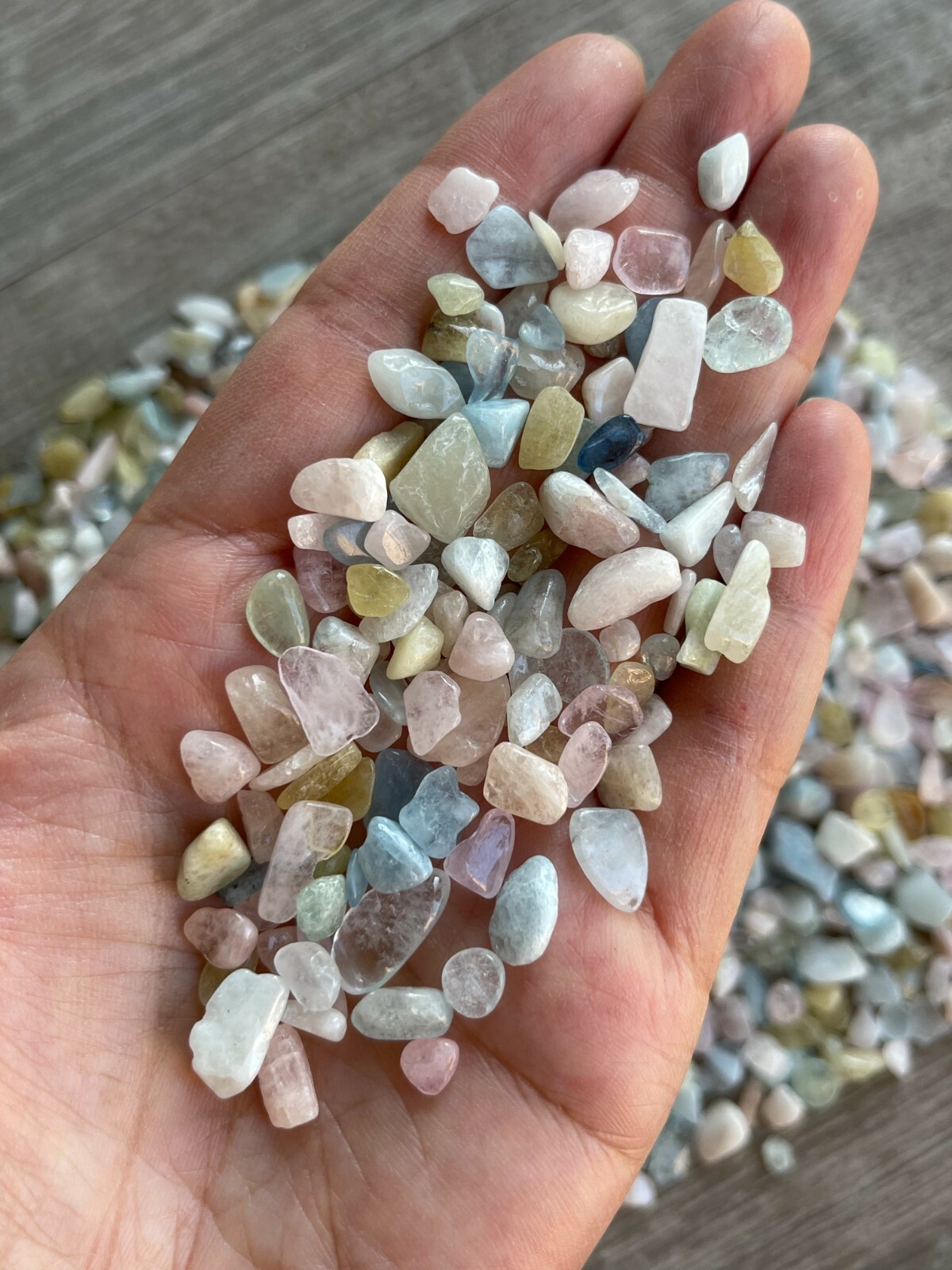 Grade A++ Morganite Semi Tumbled Gemstone Mini Chips 4- 12mm, Wholesale Bulk Lot