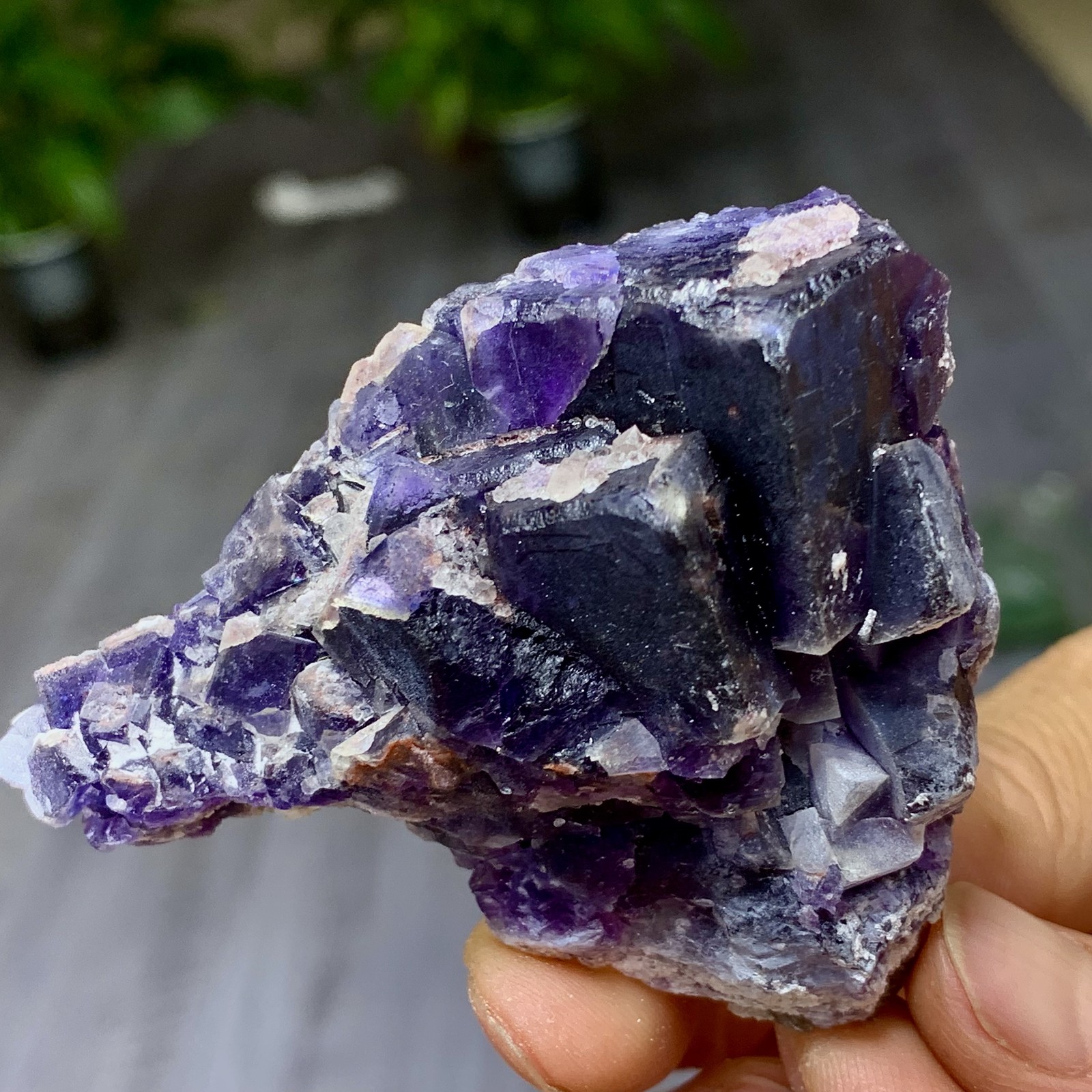 100G Rare transparent purple cubic fluorite mineral crystal sample/China