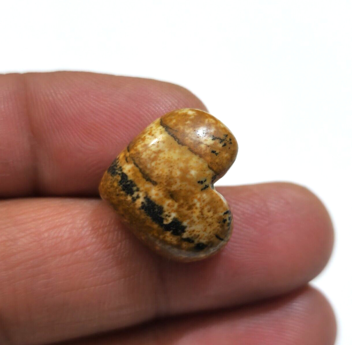 Natural Picture Jasper Heart Shape Cabochon 19.70 Crt Loose Gemstone For Jewelry