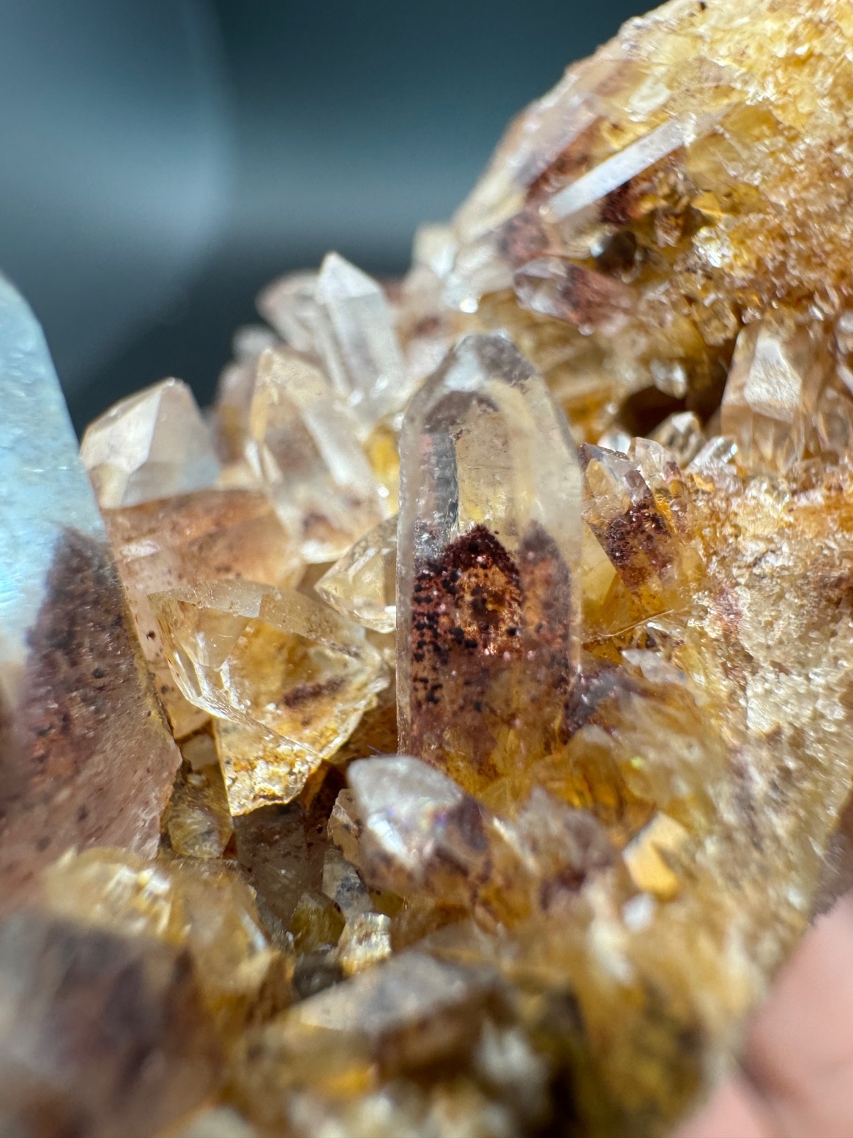 6788 Sunset Phantom Quartz Cluster with Nice Hematite Inclusions India 125g