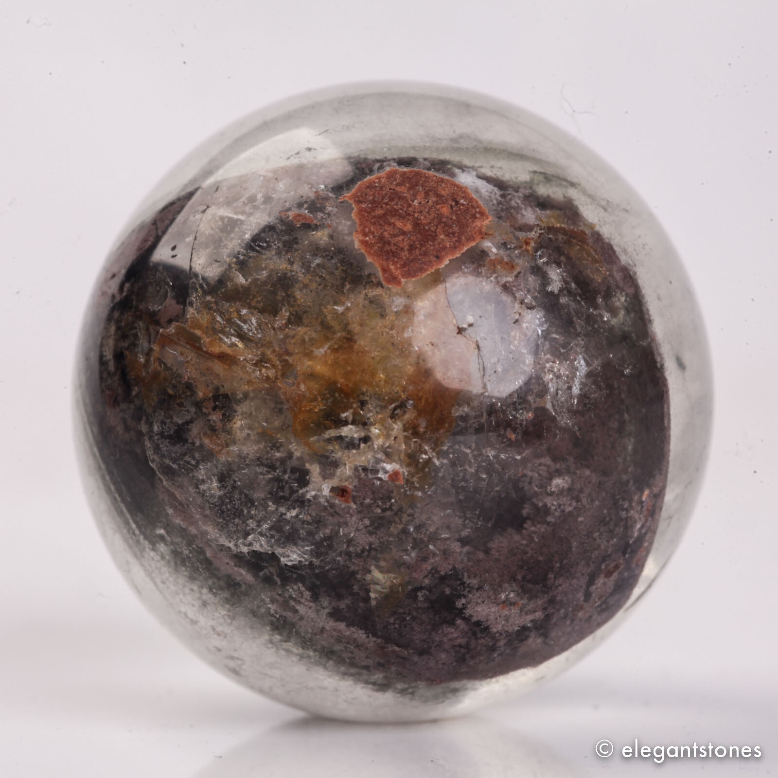 50g33mm Natural Garden/Phantom/Ghost/Lodolite Quartz Crystal Sphere Healing Ball