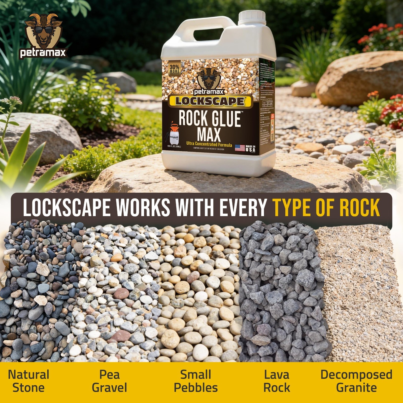 32oz Pet Safe Rock Glue for Landscaping – Clear Gravel Binder & Stabilizer