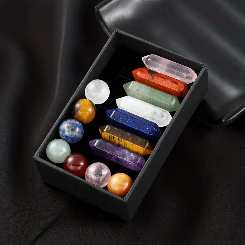 11/14pcs Natural Stone Healing Crystal Jewelry Accessories DIY Gift Box Set NEW
