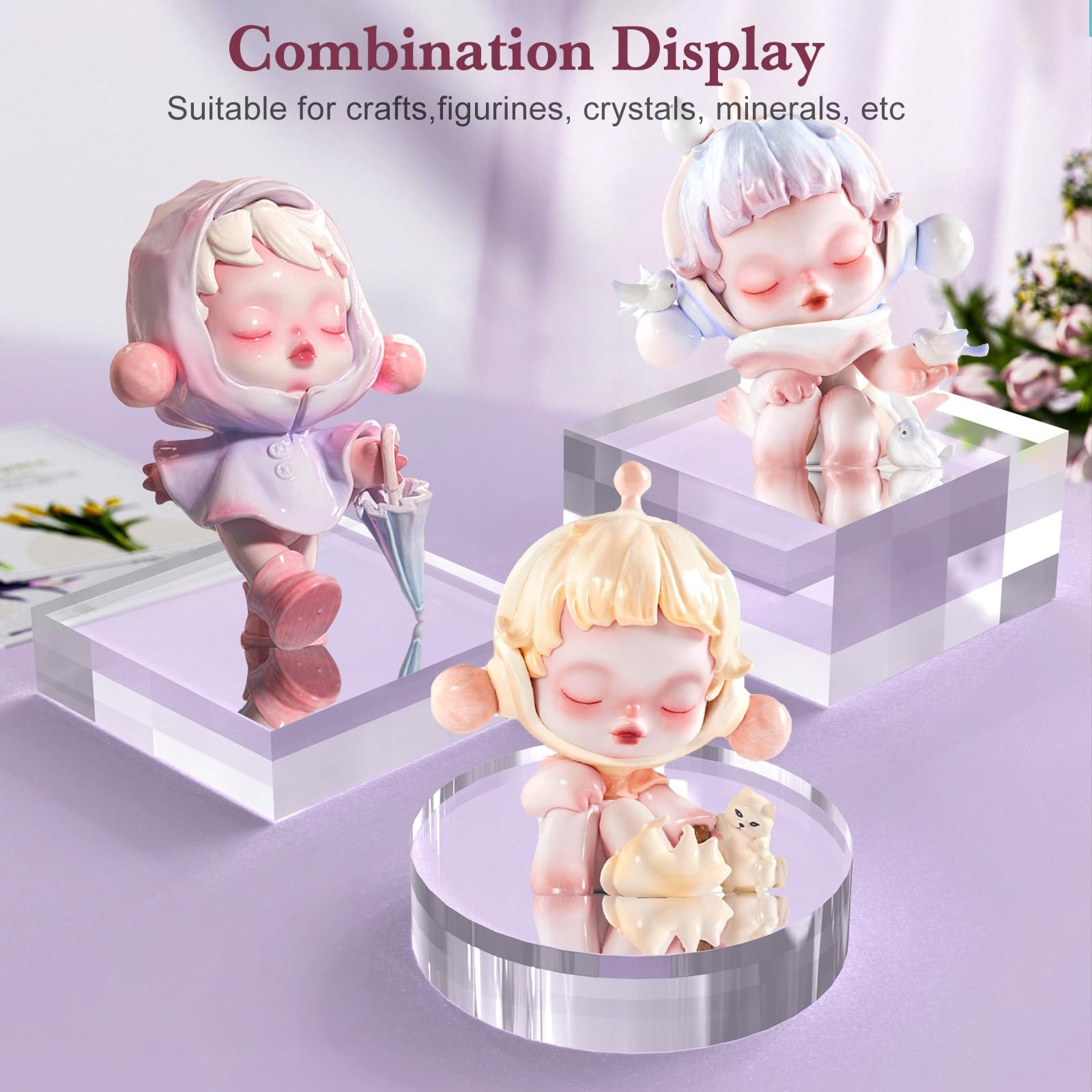 2 Pcs 4 X 4 X 1 Inch Acrylic Blocks, Clear Square Acrylic Stand