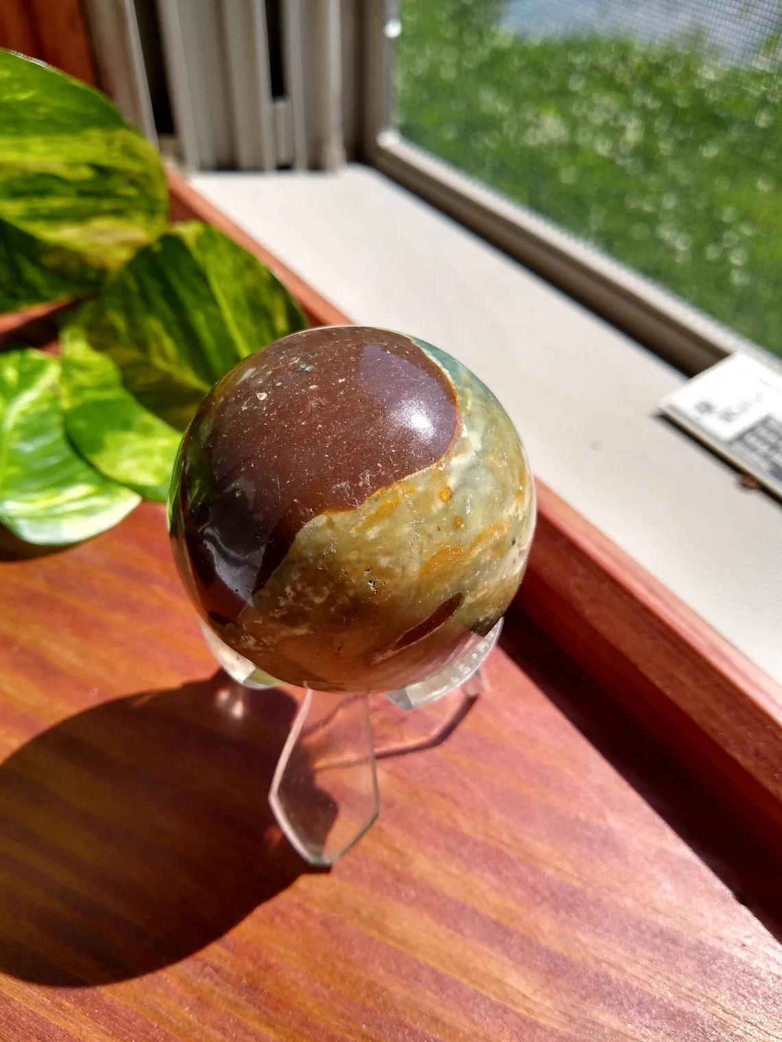 Fancy Jasper Sphere, The Supreme Nurturer Stone, Jasper Gemstone Crystal Heart