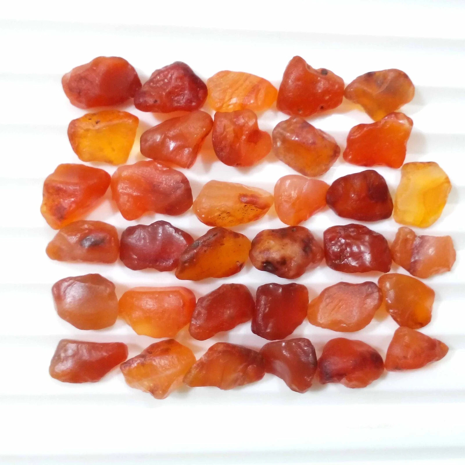 Fabulous Orange Carnelian Raw 34 Piece Size 9-11 MM Natural Rough Gemstone