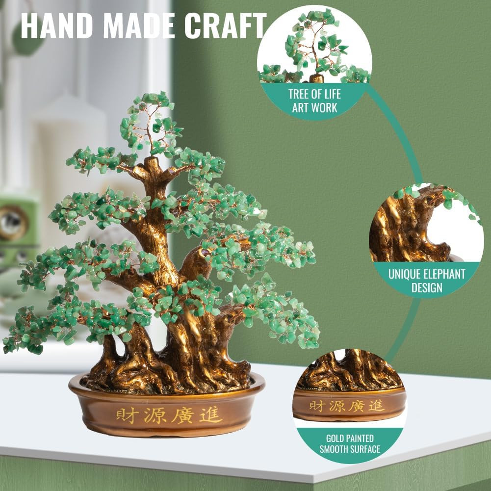 Natural Aventurine (1,300 Gemstone Count) Chakra Crystal Tree with Healing Prope
