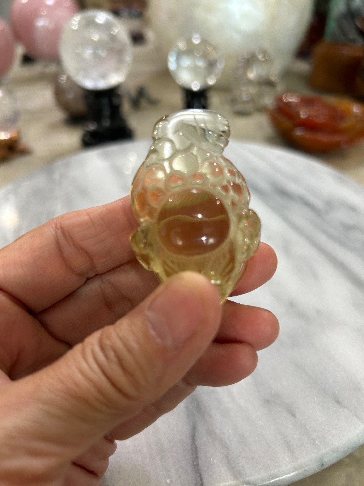 Citrine golden toad 3 legged money Toad carving small feng shui