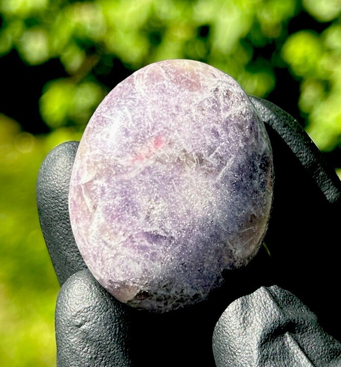 Handmade Polished LEPIDOLITE & Pink RUBELLITE Crystal Palm Stone MADAGASCAR