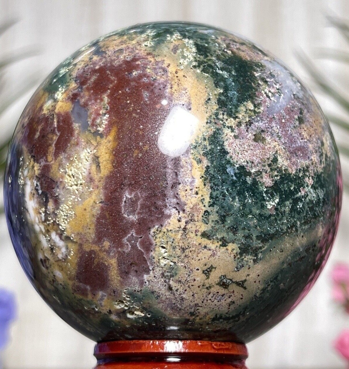 61mm COSMIC JASPER SPHERE – Mineral Green Purple Orb Witch Chakra Crystal Quartz