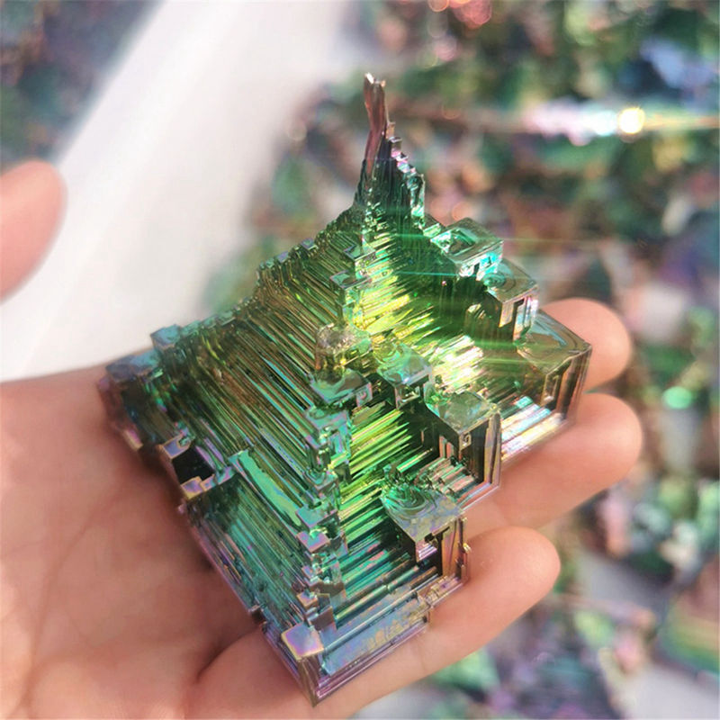 Natural Rainbow Aura Titanium Bismuth Crystal Cluster Energy Meditation Stone
