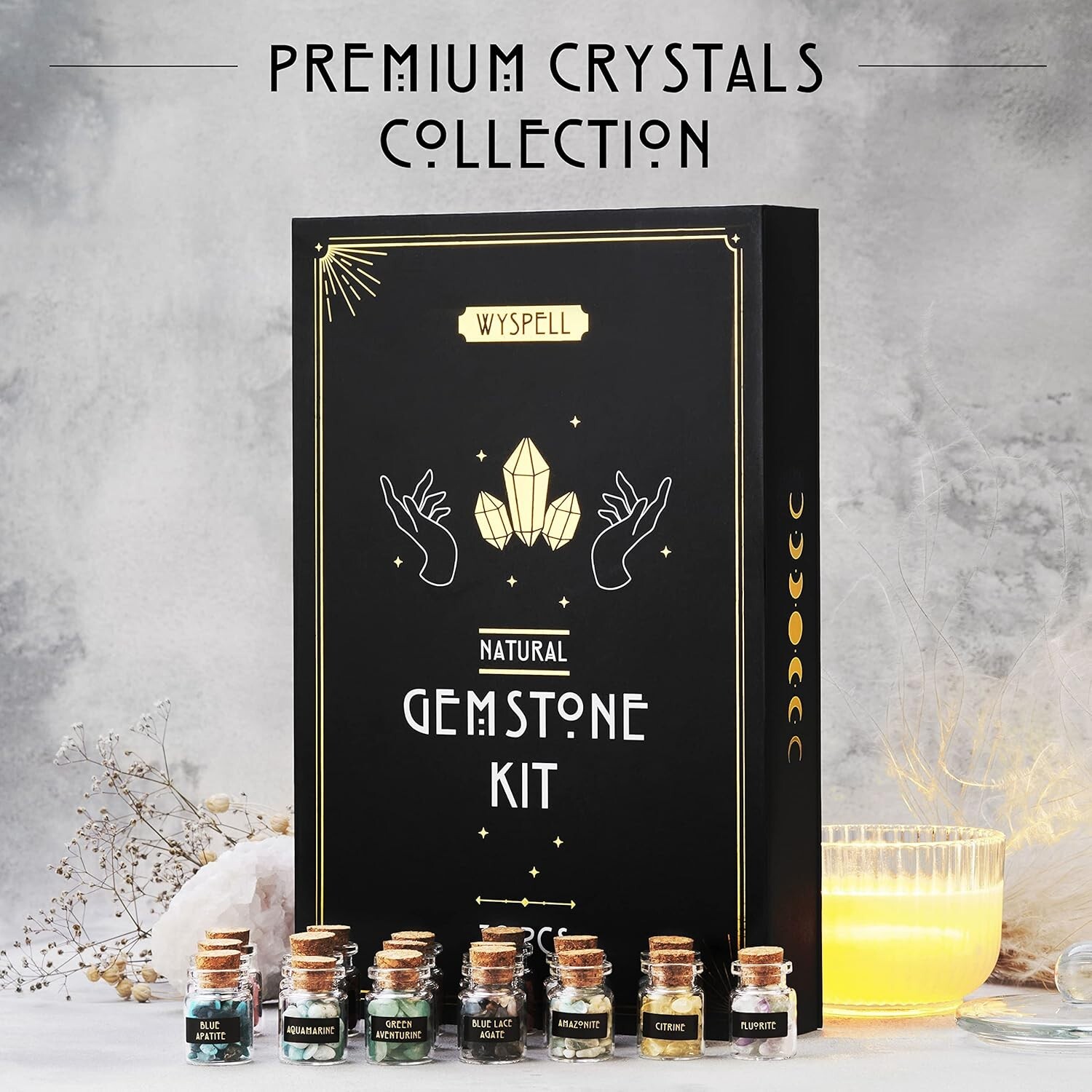 Healing Crystals in Jars 30 PCS – Crystals for Witchcraft – Real Witch Crystals