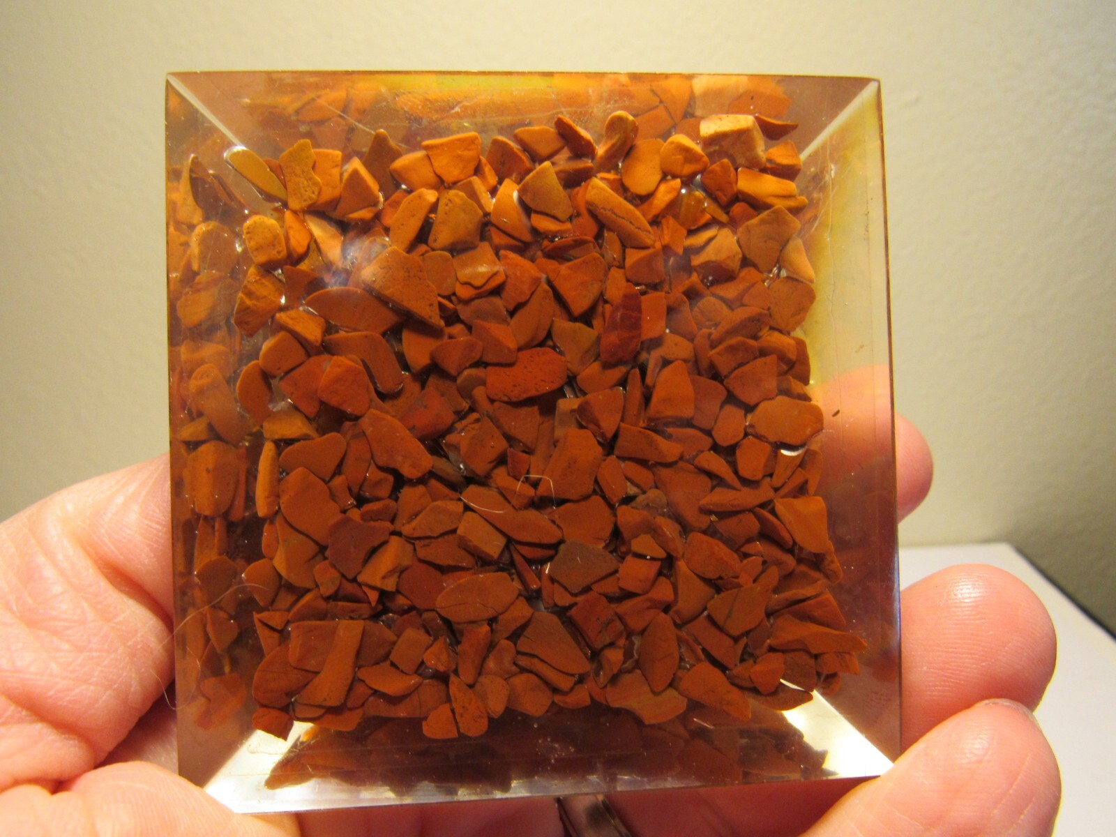 Large Chakra Inspirational Orgonite Pyramid 73mm ..With a Symbol!