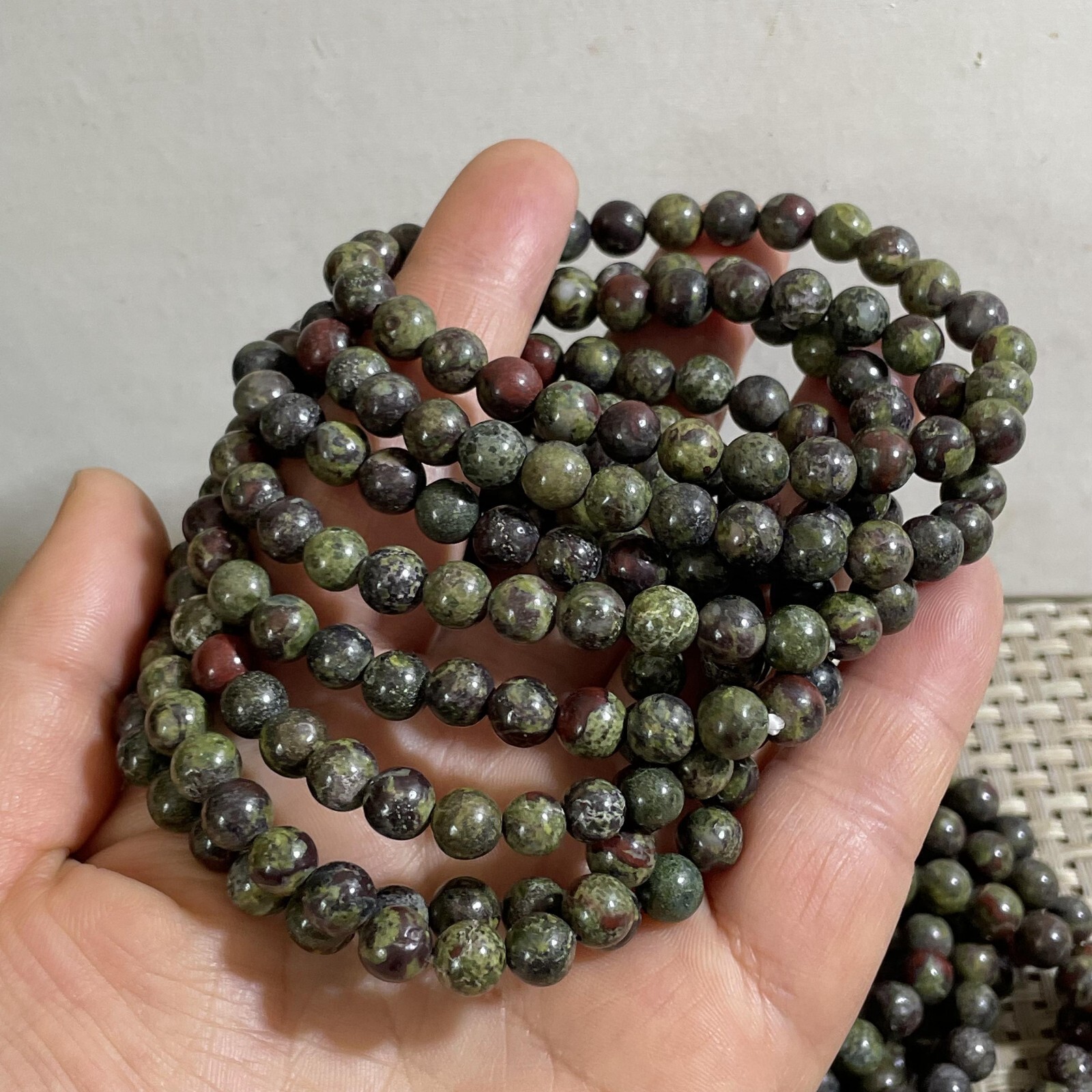 Wholesale 5Pcs Dragon Blood Stone 6mm Quartz Crystal Stretch Bracelet