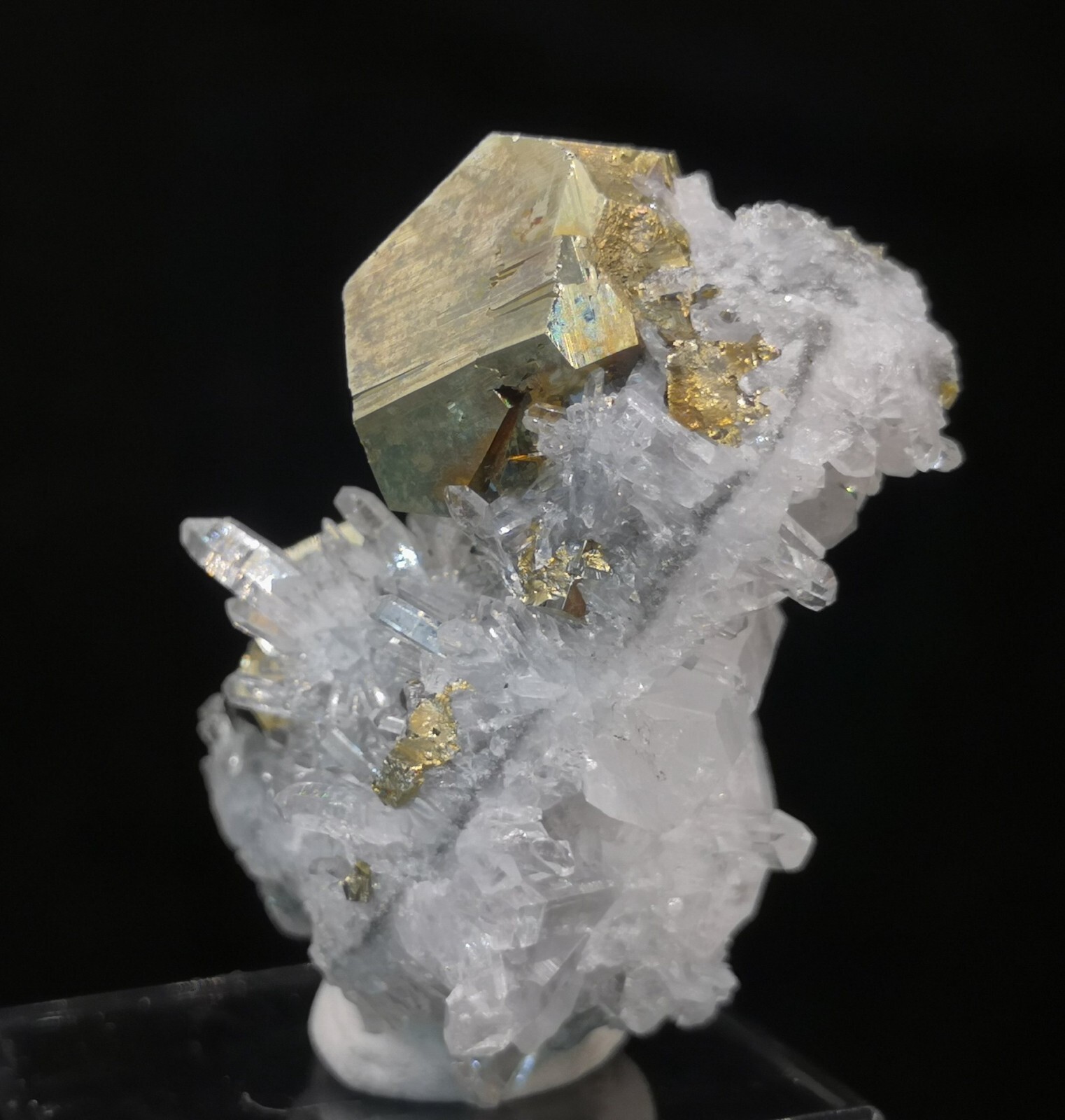 52mm 36g Bright Golden Pyrite with Quartz, Natural Mineral