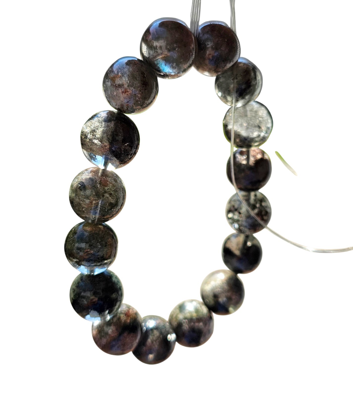 Green Garden Quartz Phantom Bracelet 14mm Round Beads Healing Reiki Chakra
