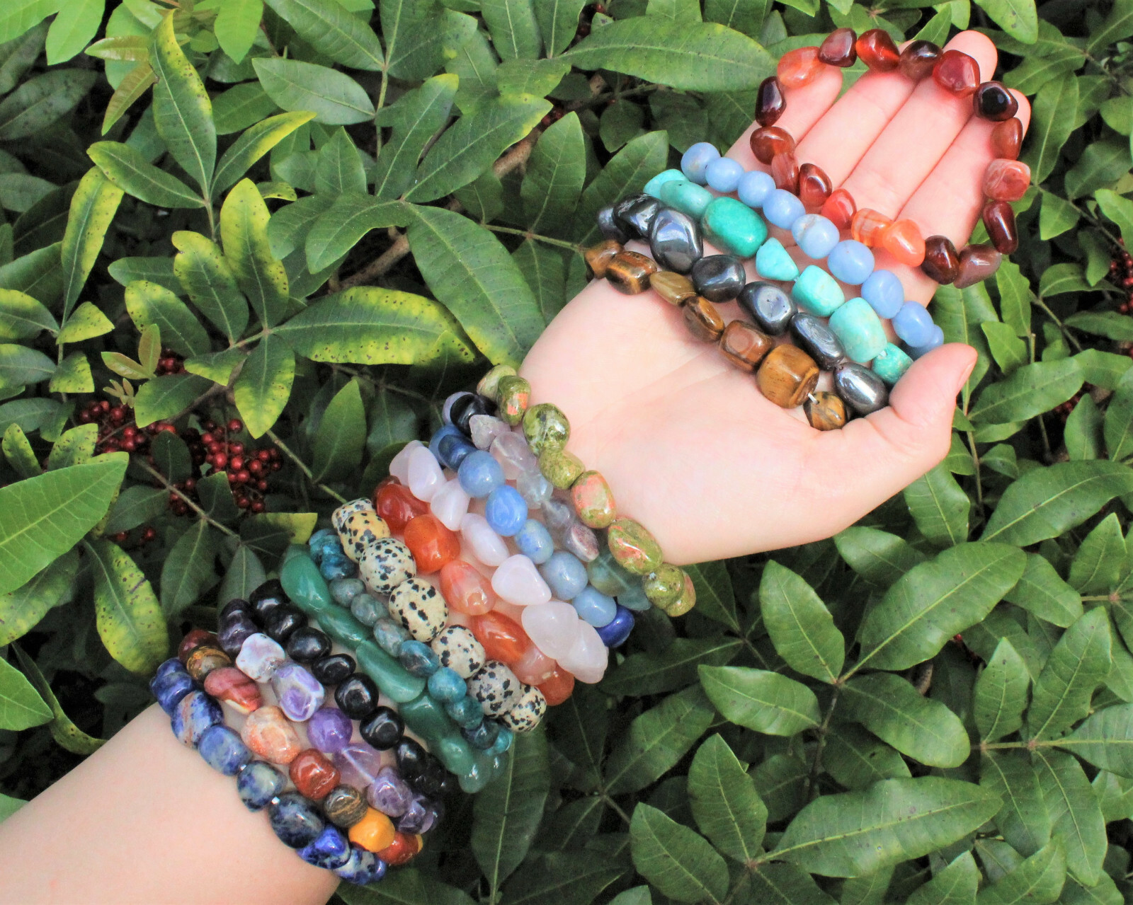 Tumbled Gemstone Bracelets: BUY 3 GET 1 FREE! (Stretch Crystal Nugget Bracelets)