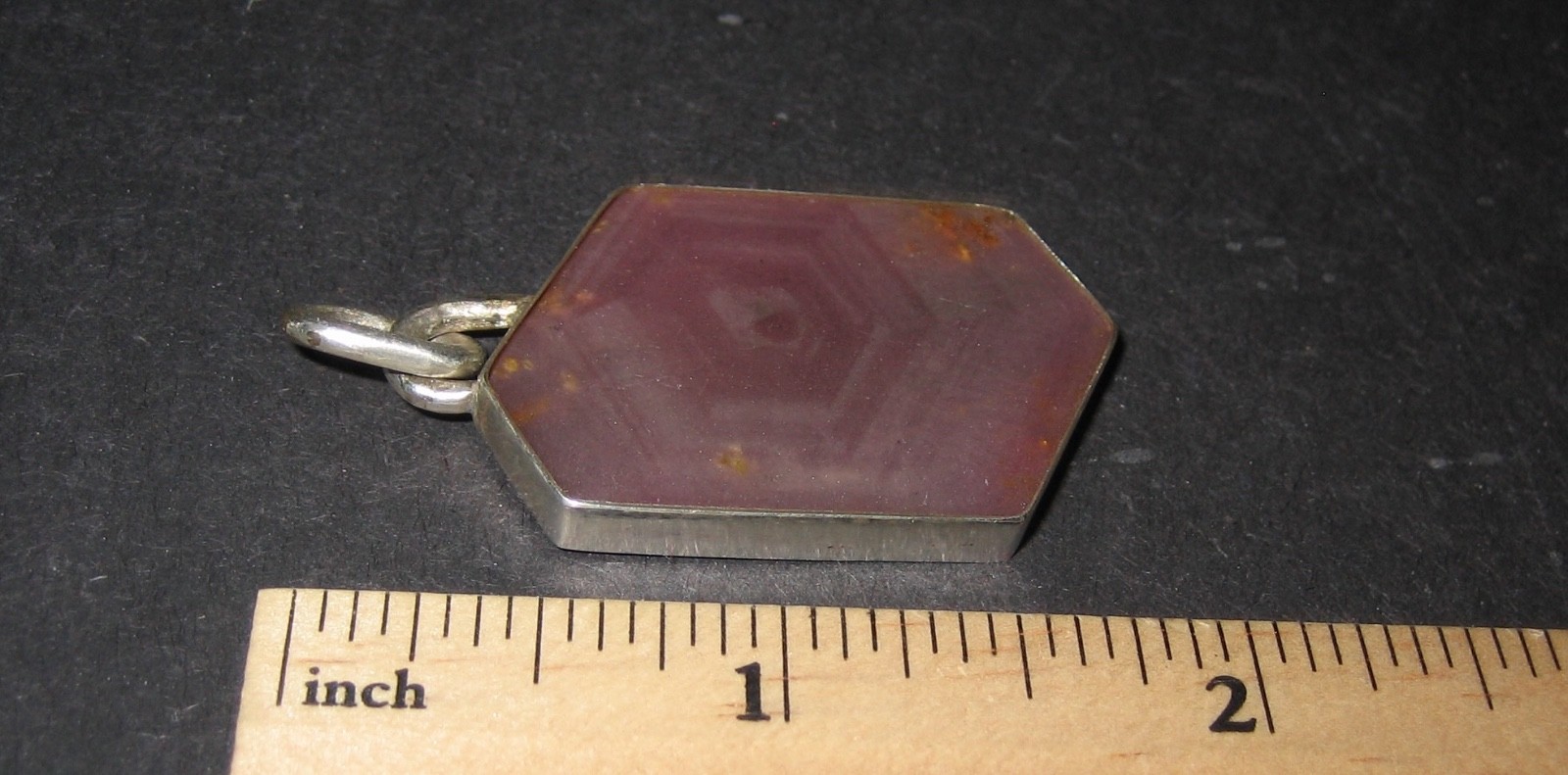 36mm x 22mm RUBY CRYSTAL STONE MINERAL SILVER PENDANT TANZANIA W/ RESIN COATING