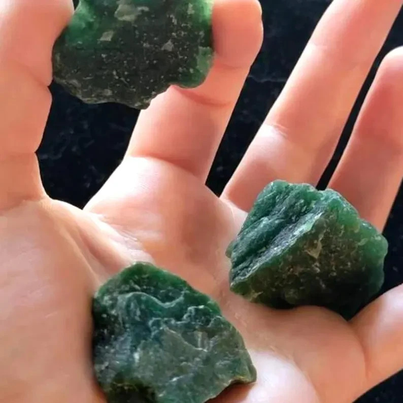 3Pcs Natural Green Emerald Raw Quartz Stone Crystal Unique Mineral Specimen Gift