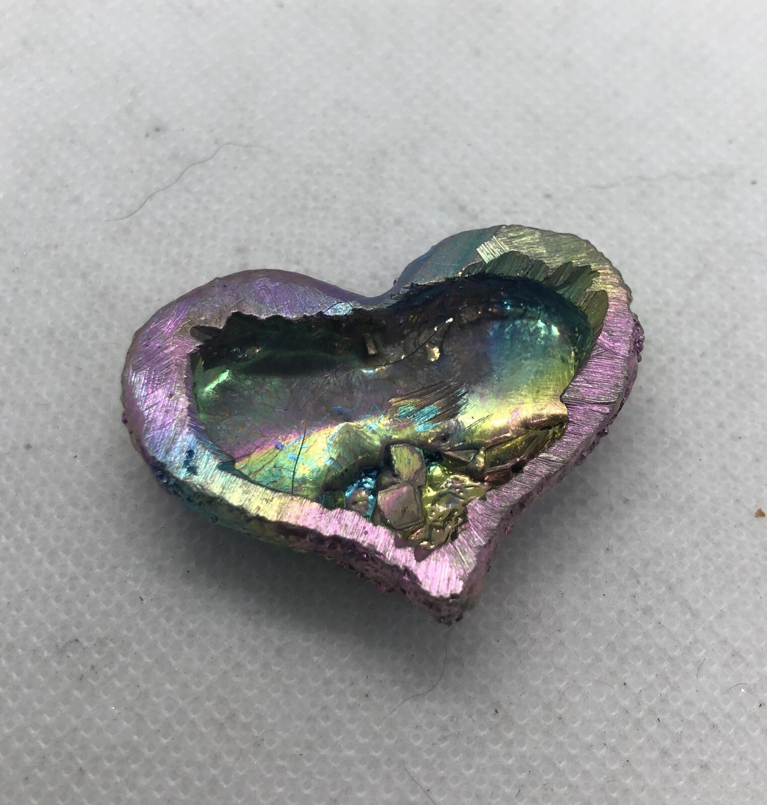 Bismuth Crystal Chinese Rainbow Heart