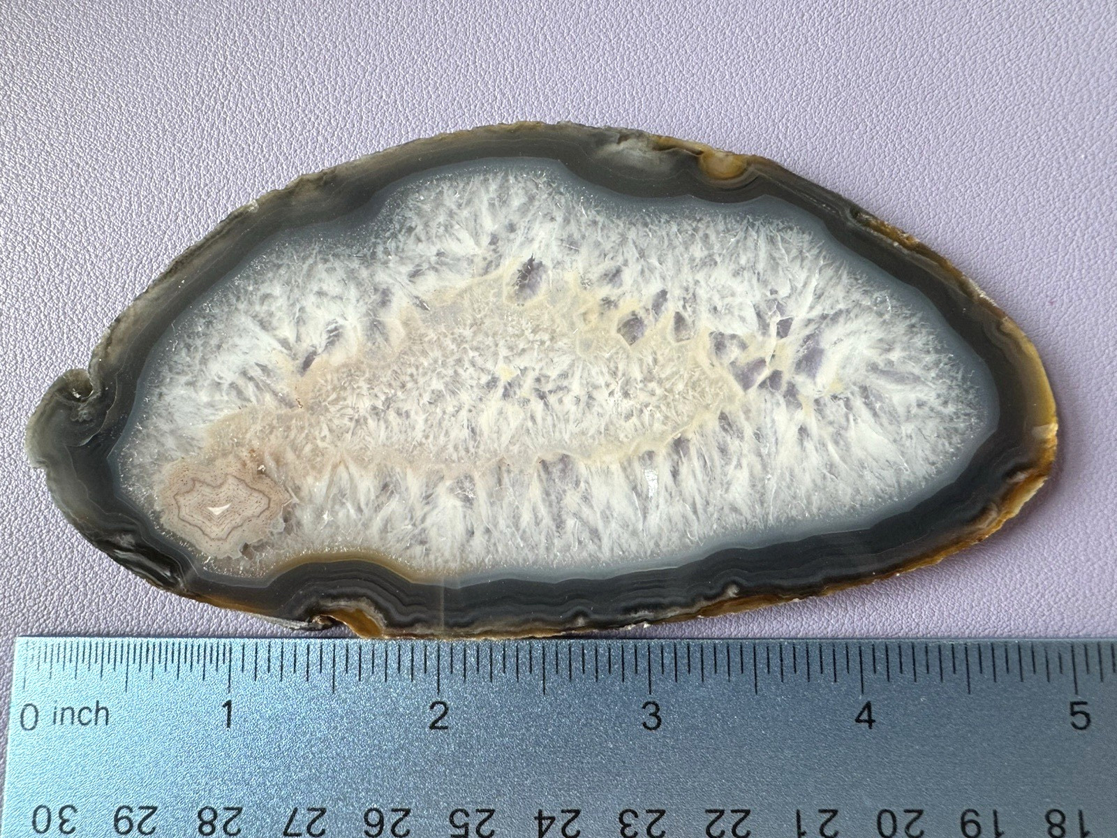NEW LARGE NATURAL BRAZILIAN AGATE GEODE SLICE WITH QUARTZ CRYSTAL CENTER
