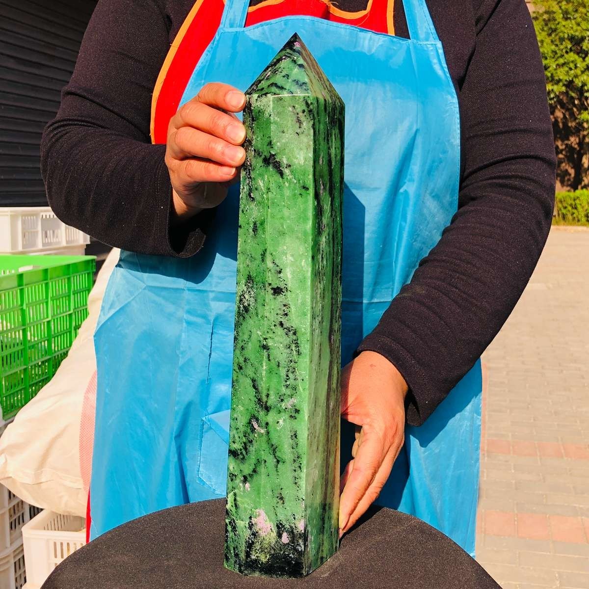 9.59LB Large Natural Red and Green Treasure Crystal Obelisk Specimen Healing