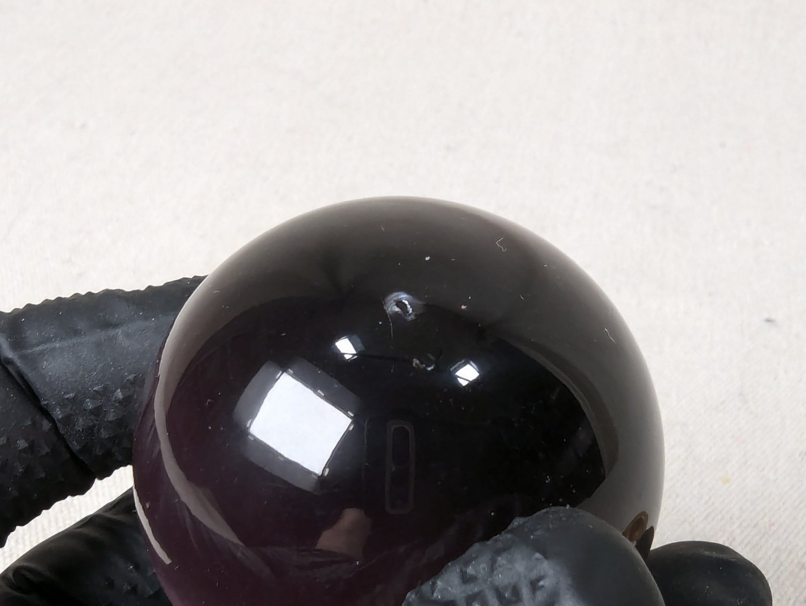 Vintage Purple Obsidian Glass Sphere on Three-Legged Brass Tripod Stand Decor