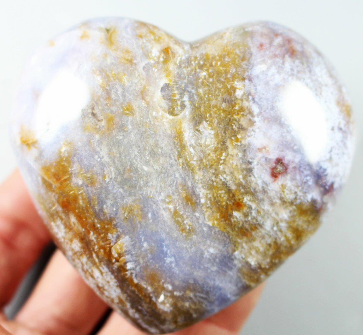 268g Natural Ocean Jasper Agate Quartz Crystal Palm Stone Heart Mineral Specimen
