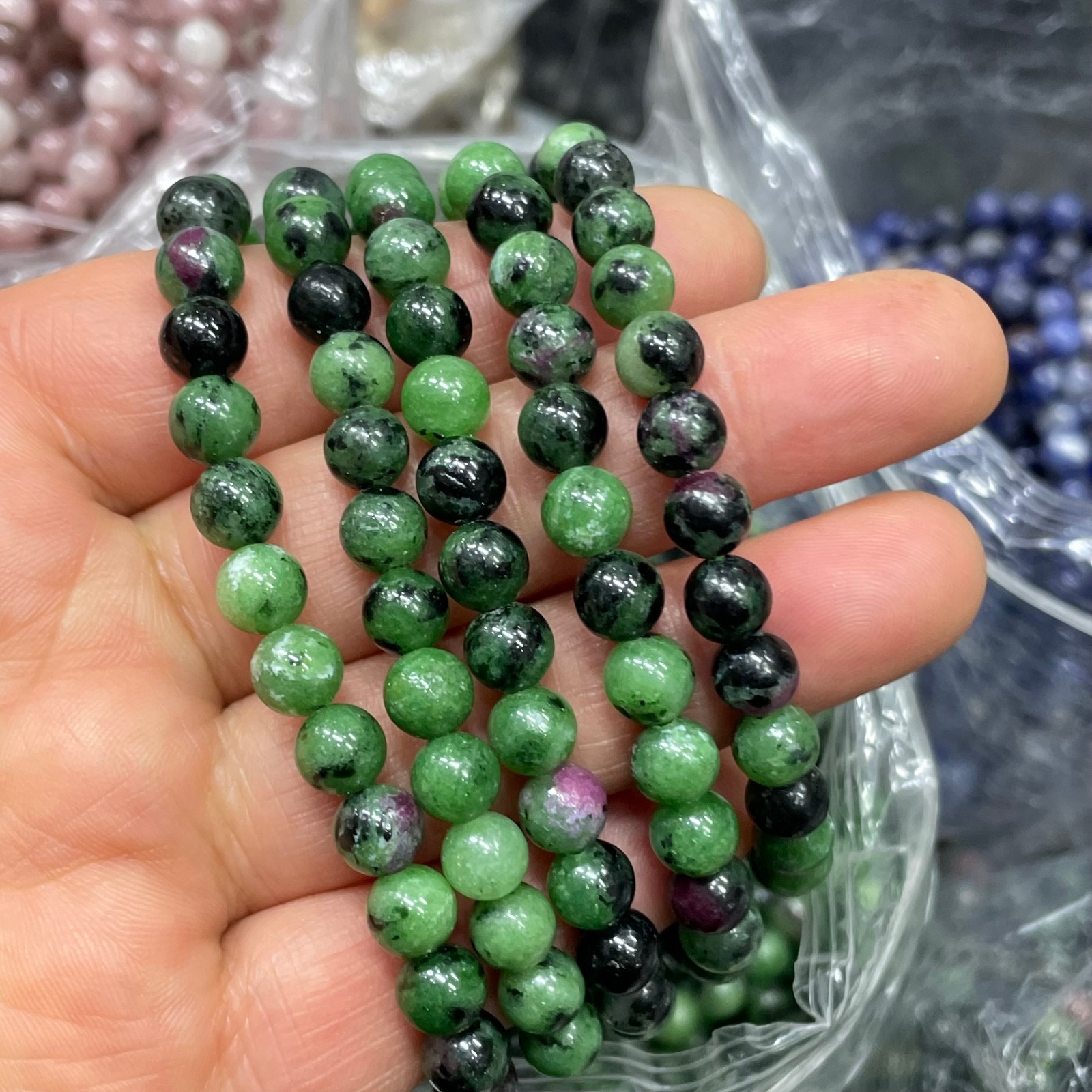 6mm 10pcs Natural Ruby Zoisite Smooth Round Ball Gemstone Beads
