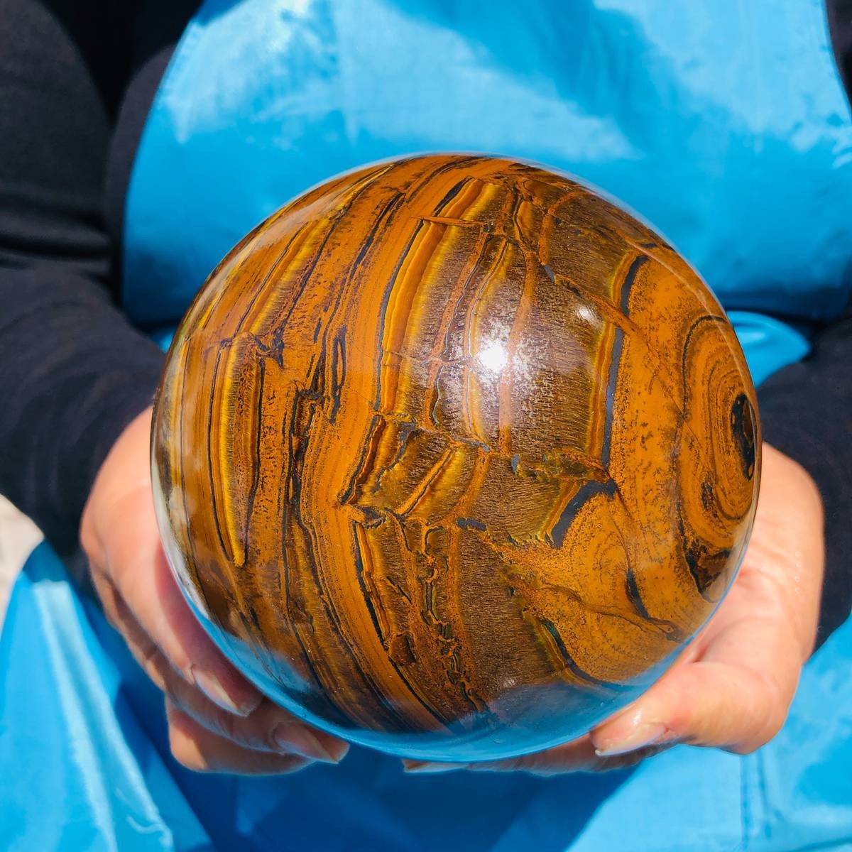 1920g Rare NATURAL Yellow tiger eye quartz crystal ball Healing stone