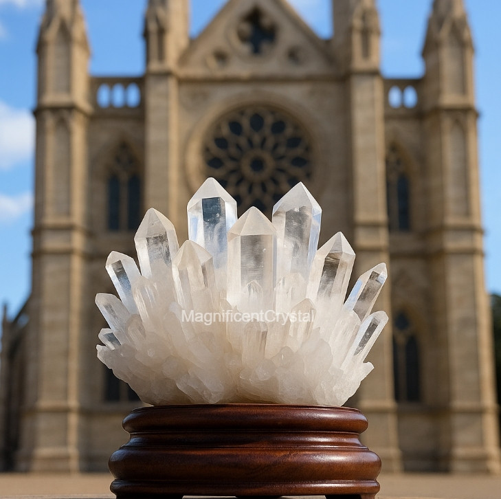 450GNatural Clear Quartz White Reiki Crystal Geode Cluster Art Display Gift Deco