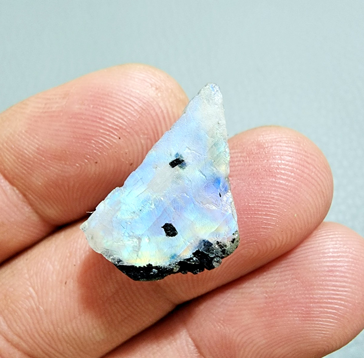 7 pcs Lot White Rainbow Moonstone Power Blue Fire Rough Loose Gemstone 19-24MM
