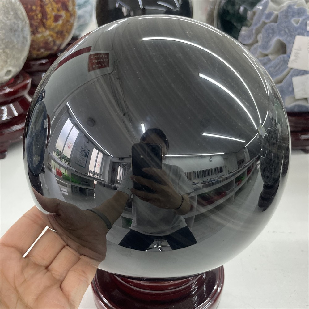 14LB 6.3″ Natural A++ Silver Obsidian Sphere Ball Crystal Quartz Energy Decor