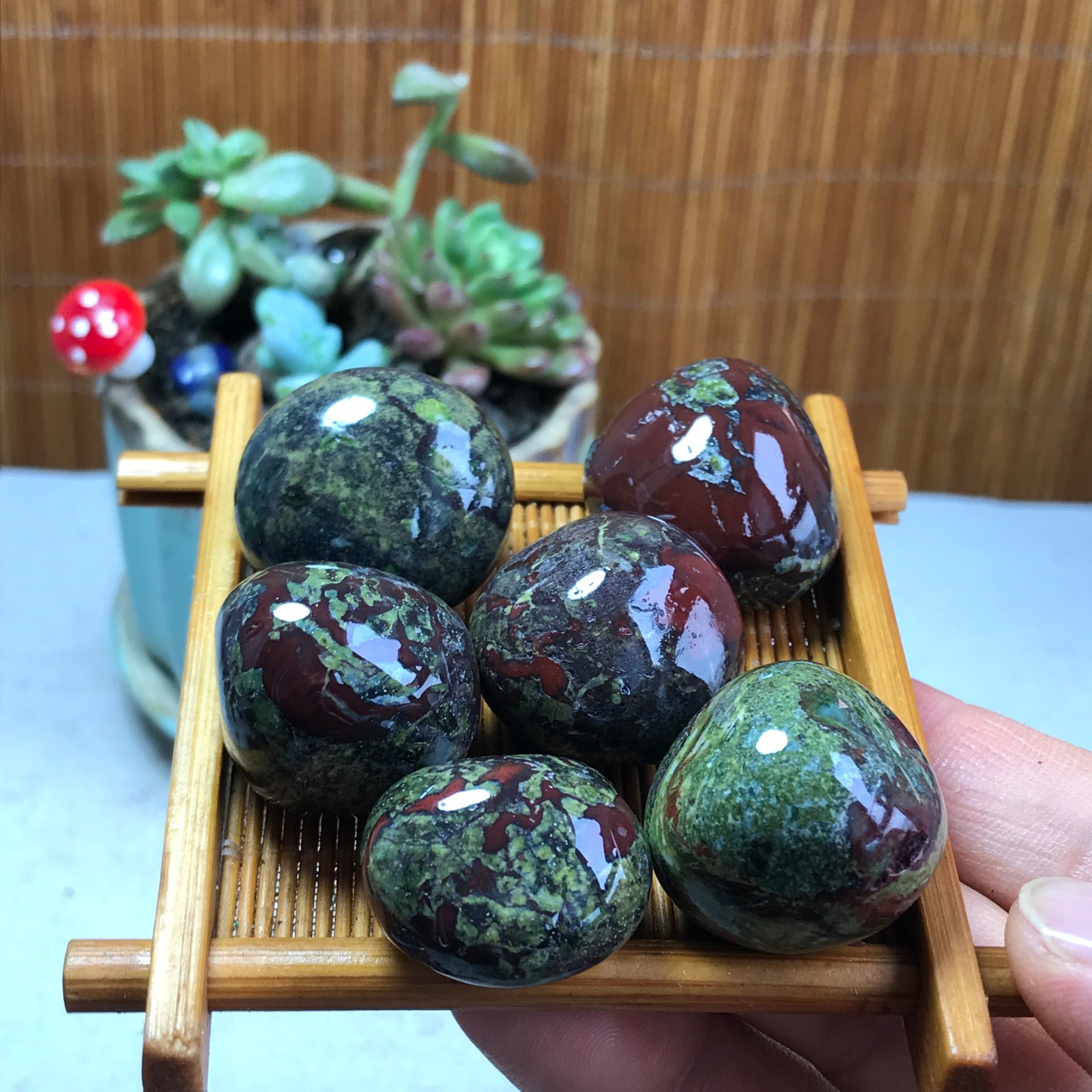 6pcs Natural Dragon blood Crystal gemstone Polish Mineral Specimen Tumbled A5305