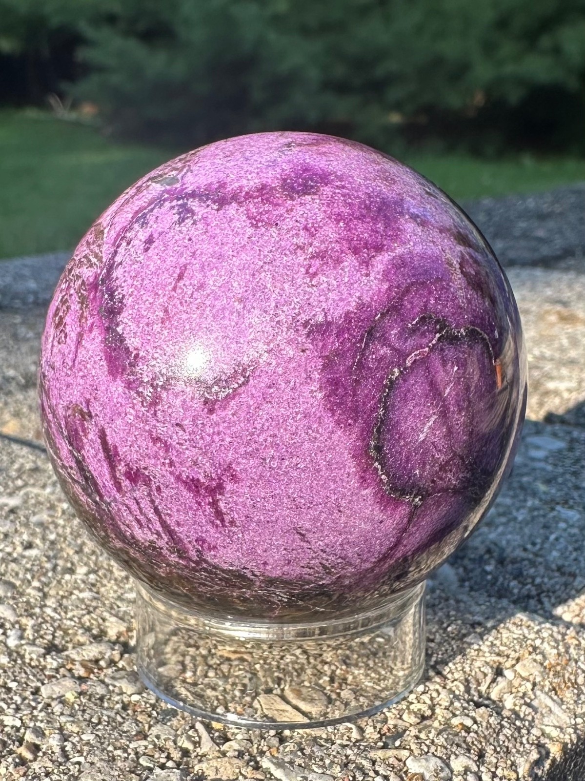 136g natural purple atlantisite stichtite sphere polished crystal ball