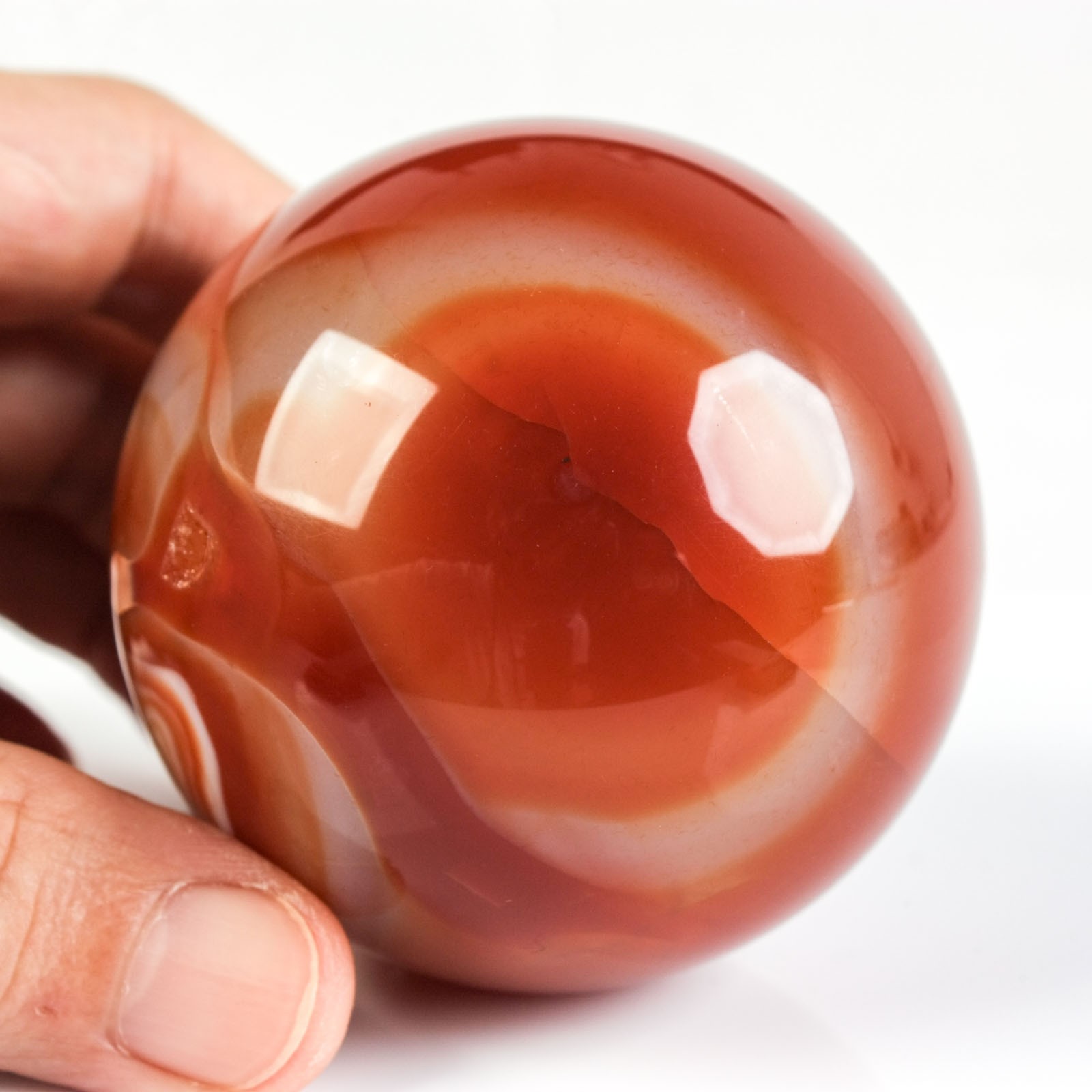 2.5″ 12.35oz Banded Carnelian Agate Sphere Crystal Ball Natural Mineral Specimen