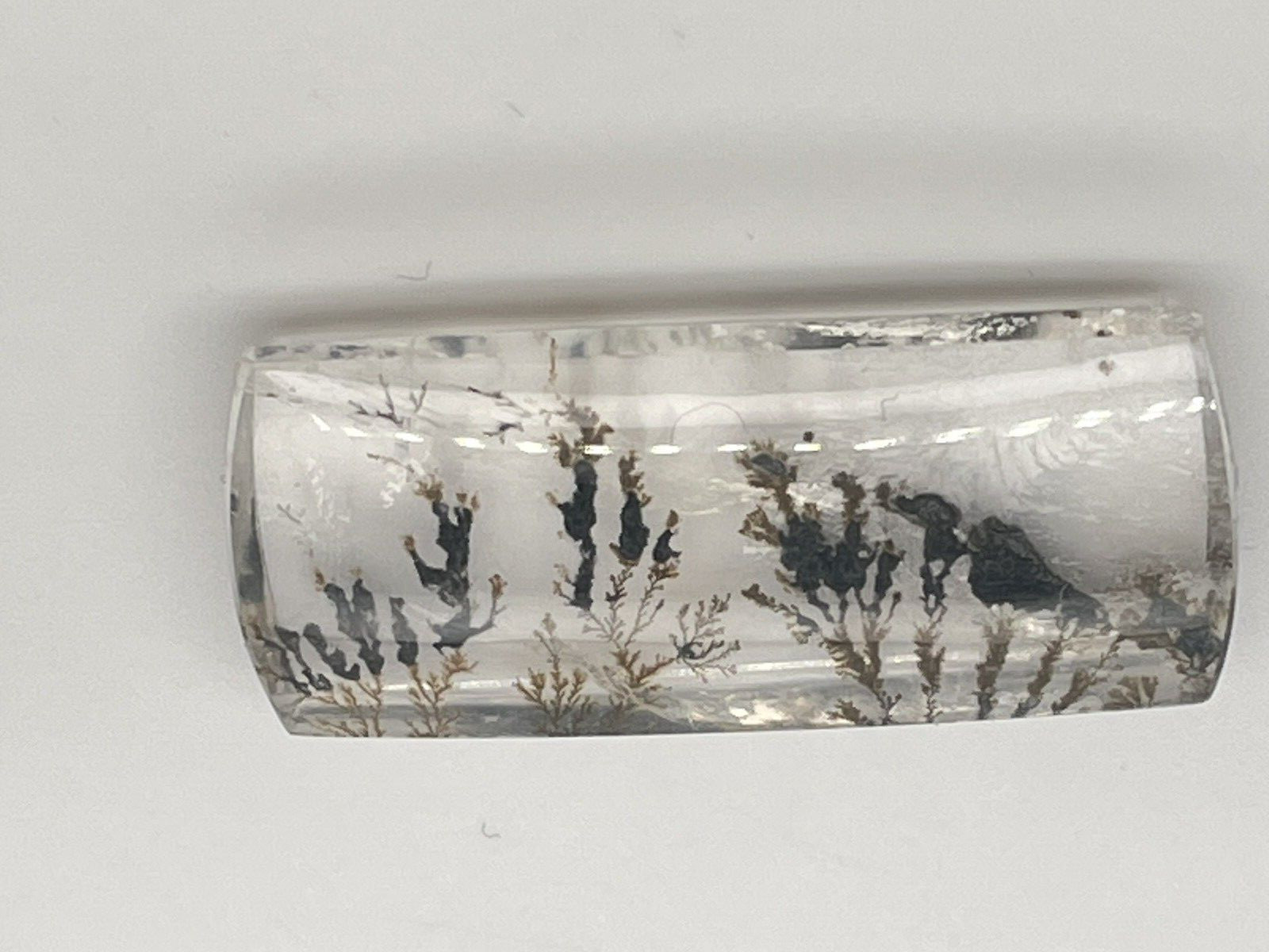 Unique Cut 38.12 Ct Rectangular Dendritic Quartz Cabochon. 34mm by 16mm