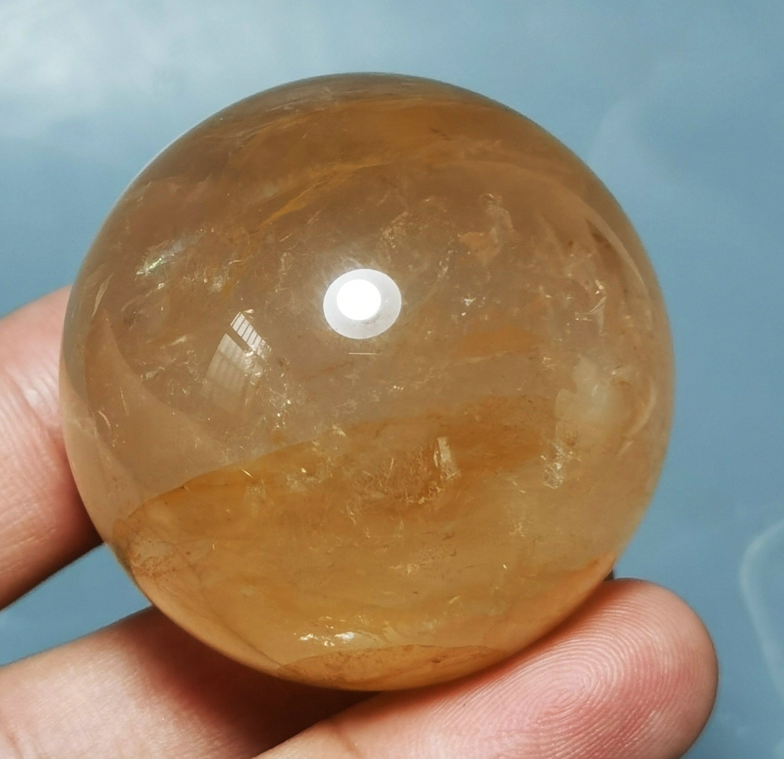 Natural Golden Healer QUARTZ Polished Sphere Ball Reiki Stone Healing