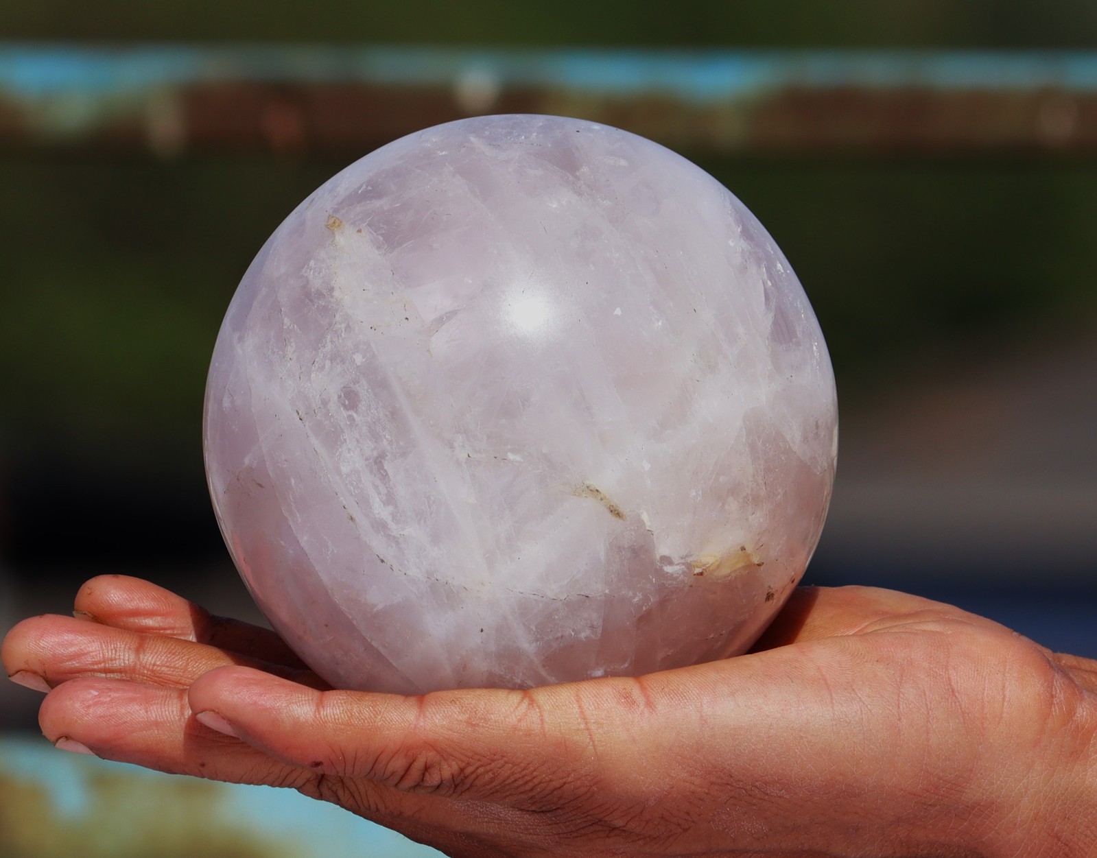 110mm Pink Rose Quartz Crystal Sphere Healing Stone Polished Ball