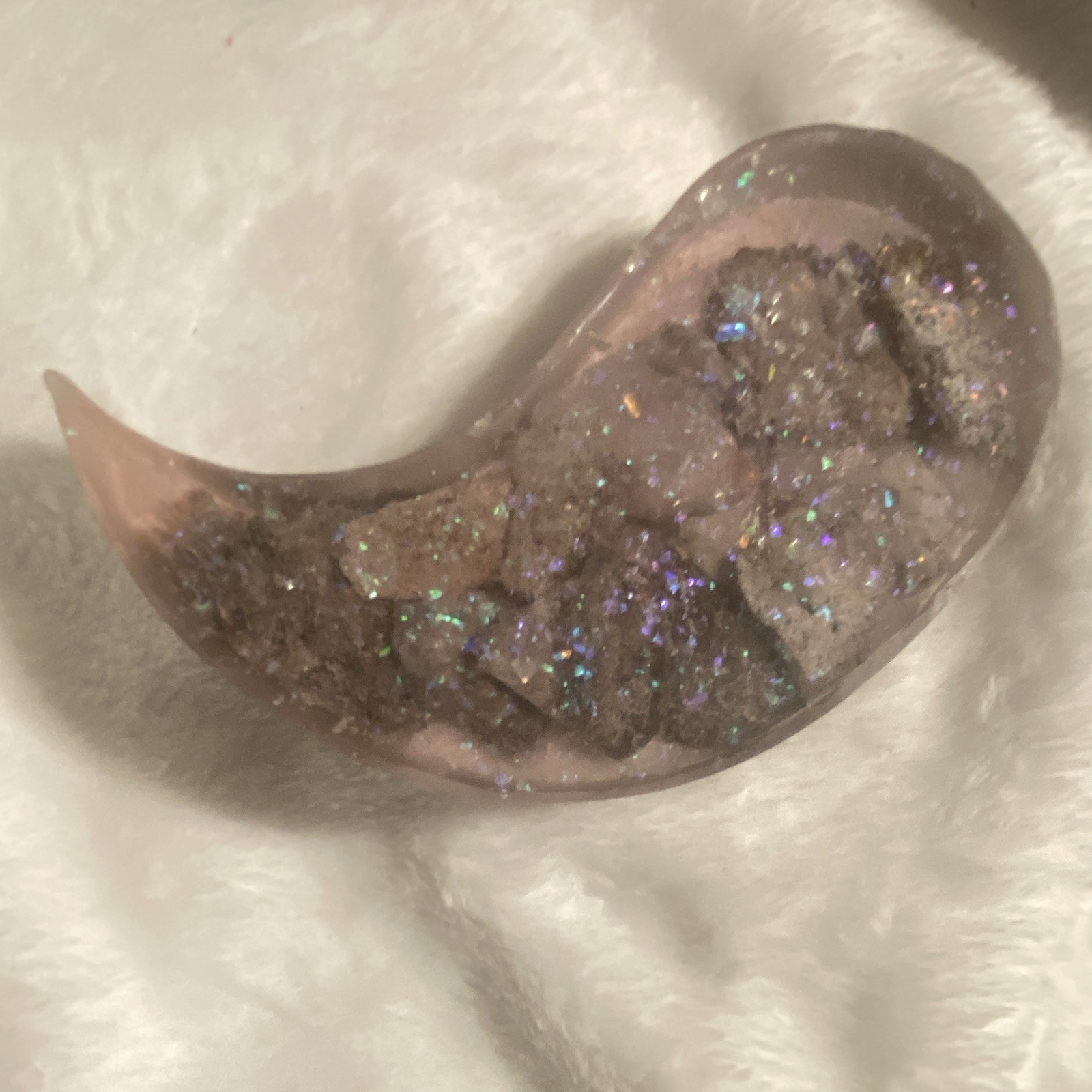 Moon Shaped Resin Crystal-Style Decorative Piece w/ Glitter & Anime Sticker