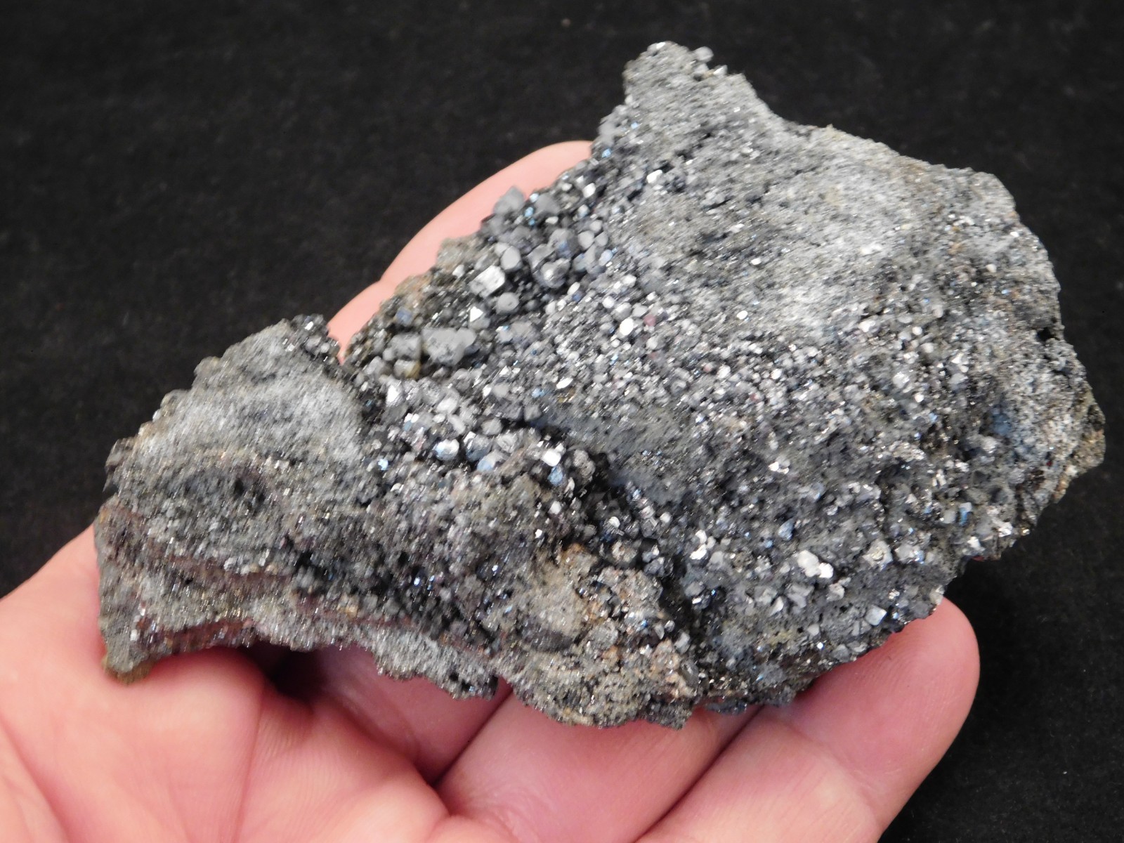 Larger RHOMBIC GALENA Crystal Cluster with Druzy Pyrite 100% Natural Peru 233gr