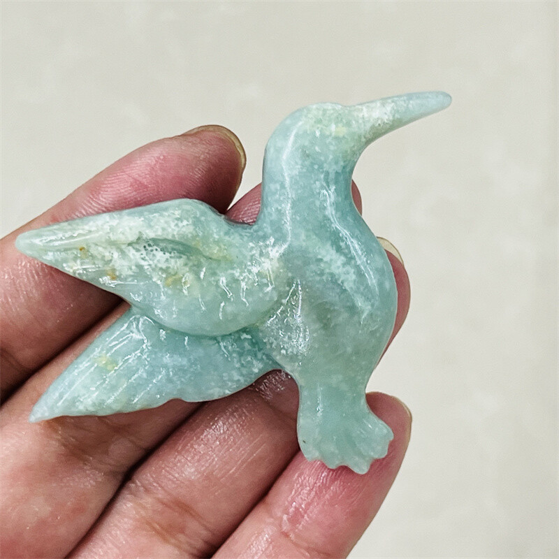 2.4″ Natural Amazonite Phoenix bird Skull Quartz Crystal Skull Reiki Healing 1PC